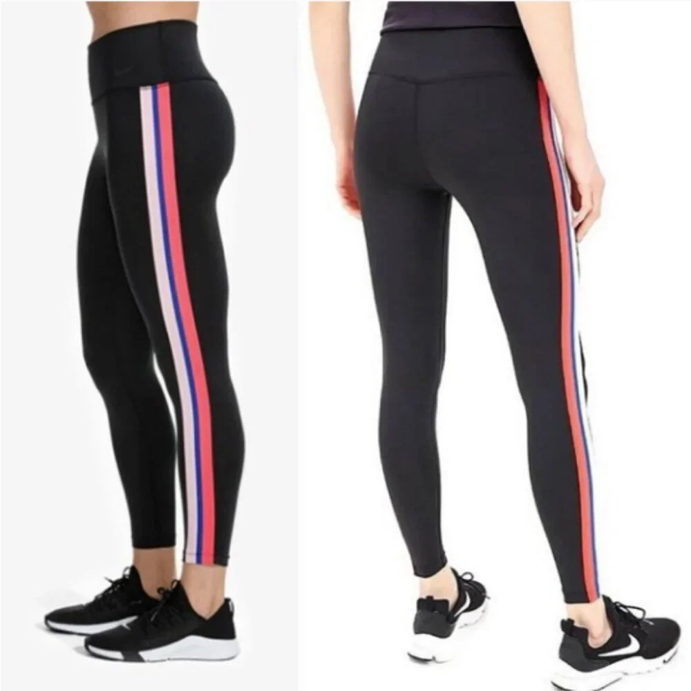 NIKE Power Victory 7/8 Training Leggings Side Stripe Black Active Dri-Fit Pant S